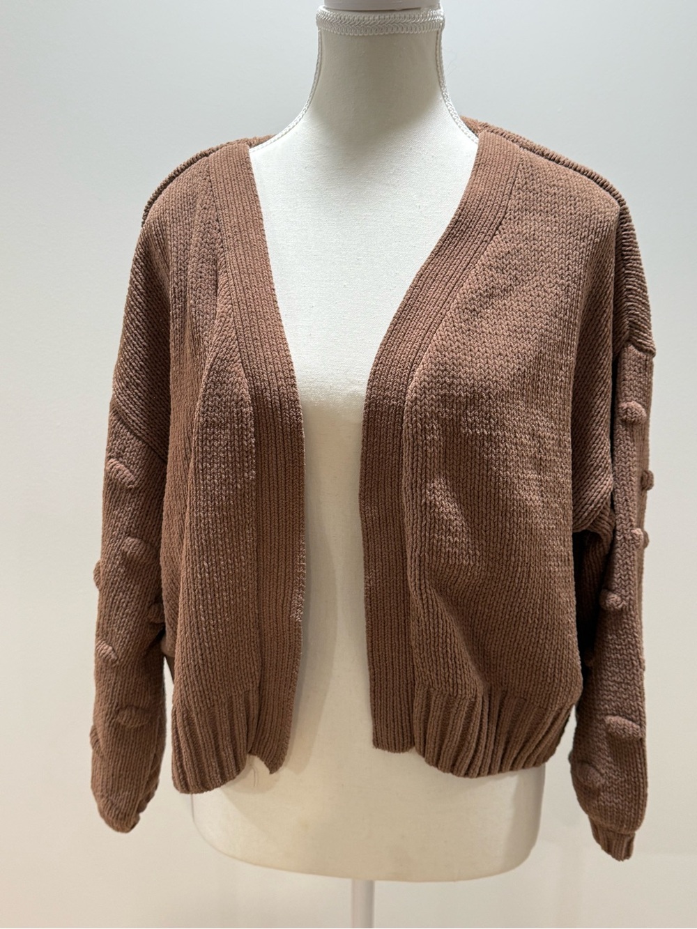 moon & madison Chestnut Brown Open-Front Knit Cardigan